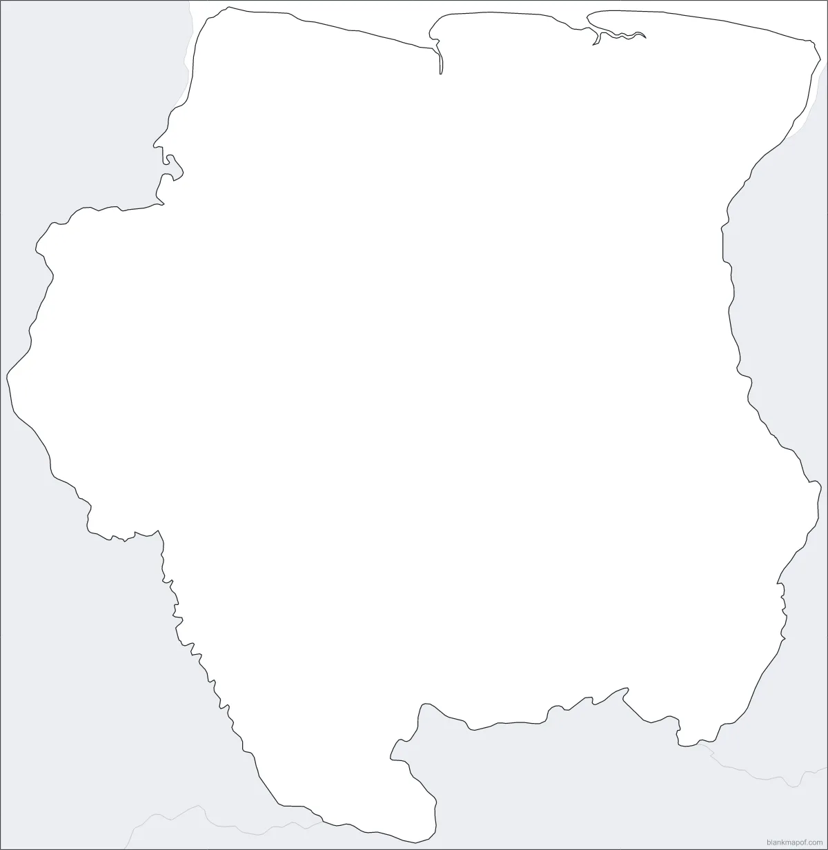 Blank map of Suriname, outline