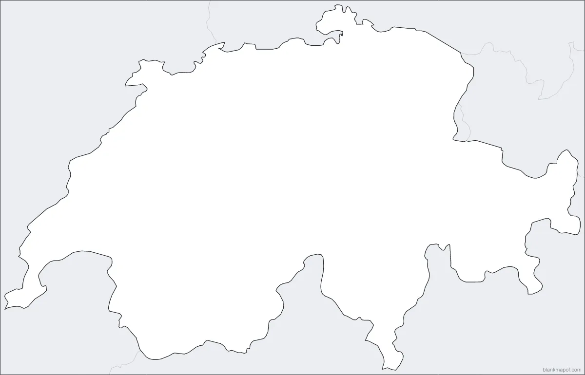 Blank map of Switzerland, outline