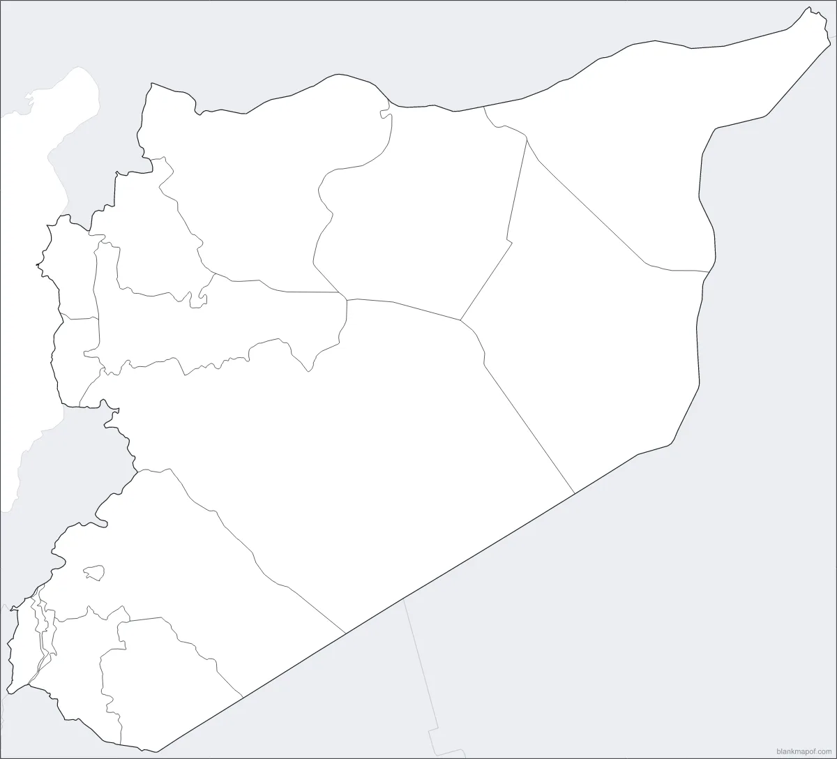 Blank map of Syria, with borders