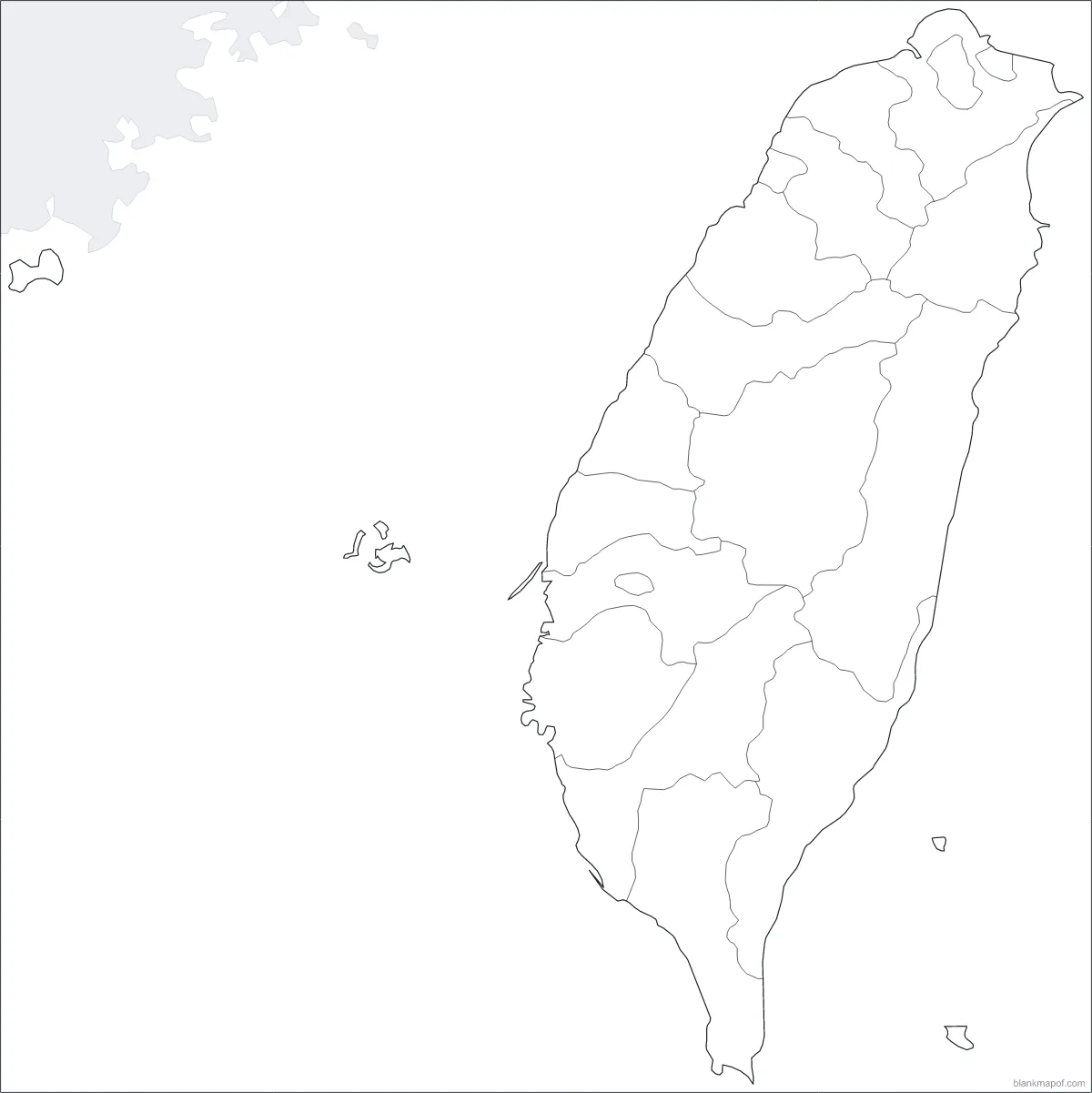 Blank map of Taiwan, with borders