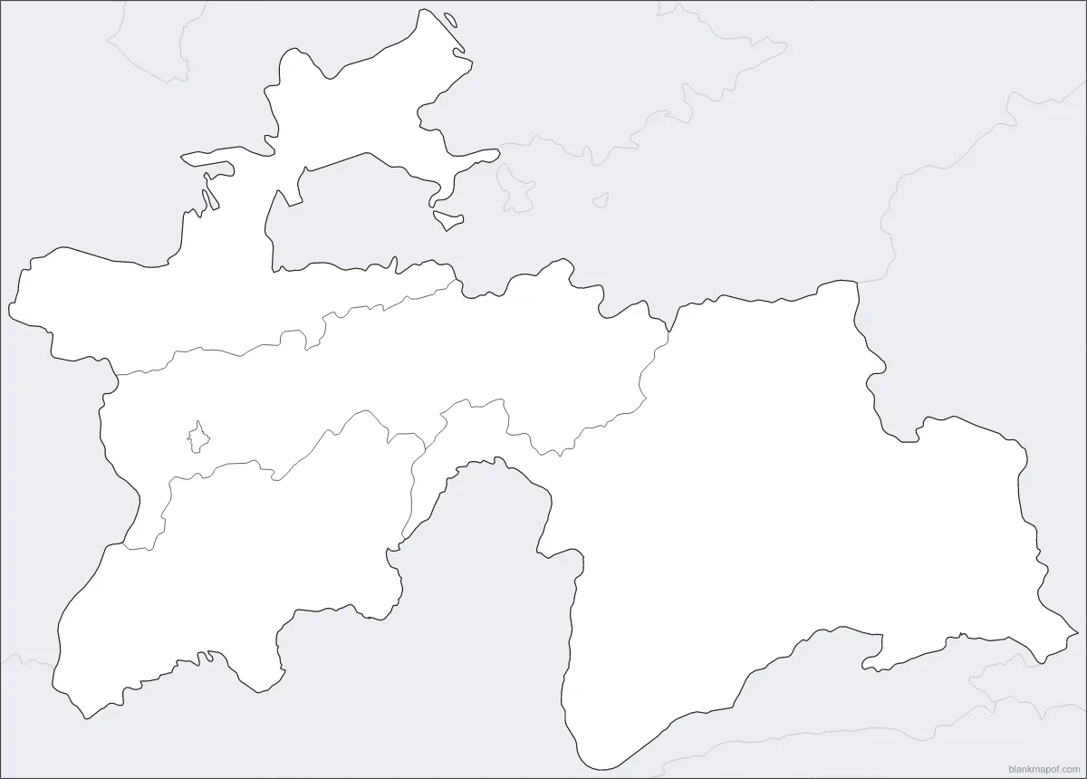 Blank map of Tajikistan, with borders