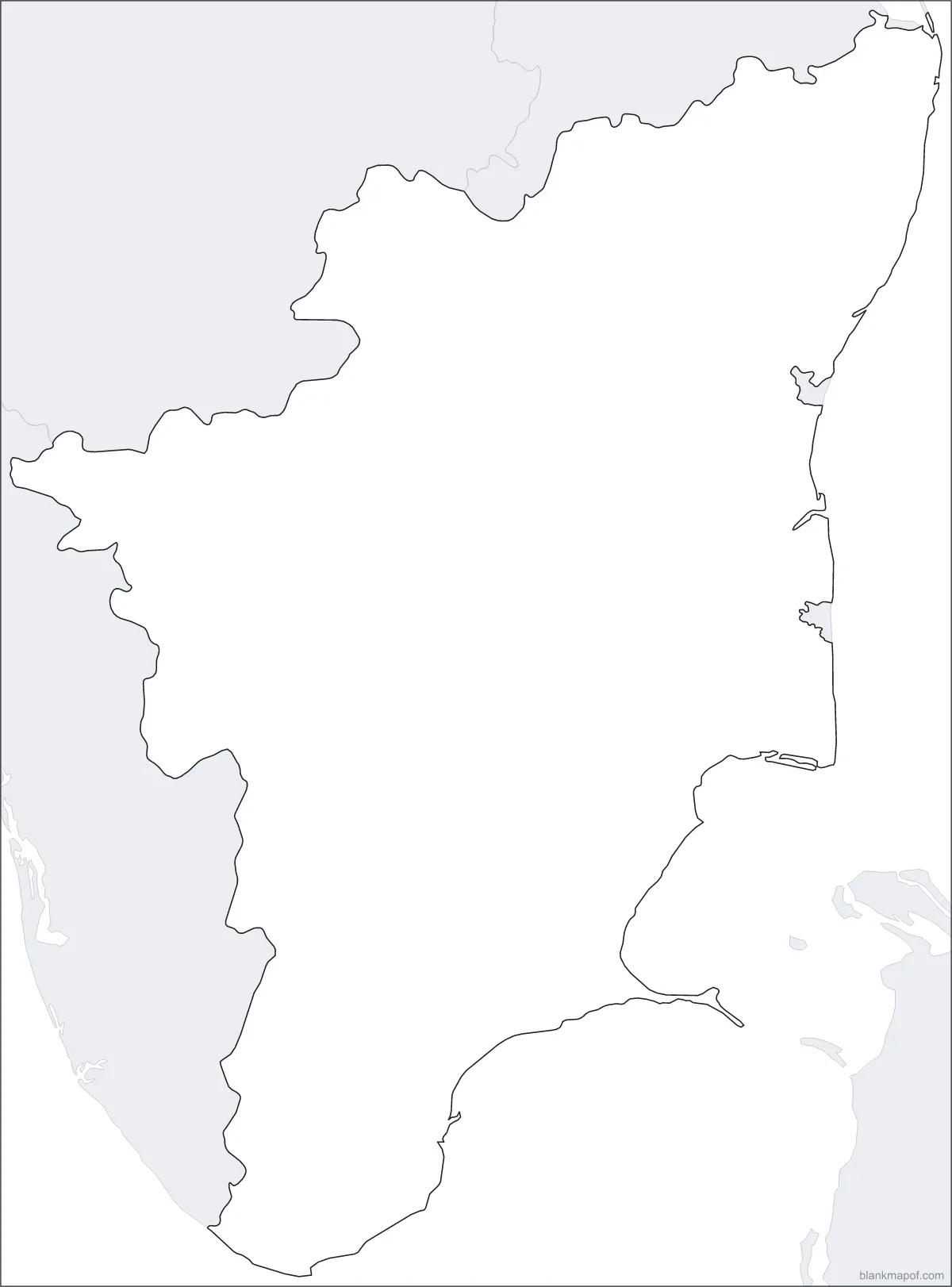 Blank map of Tamil Nadu