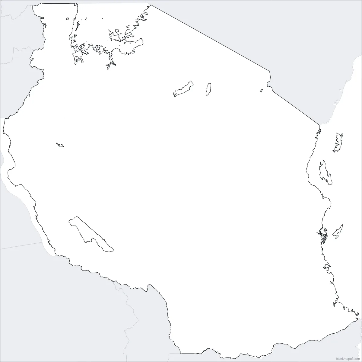 Blank map of Tanzania, outline