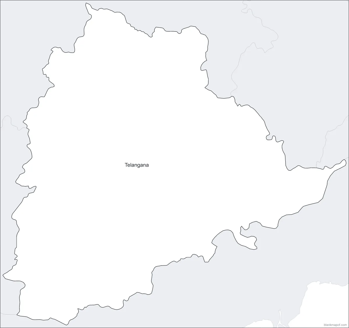 Blank map of Telangana, labeled