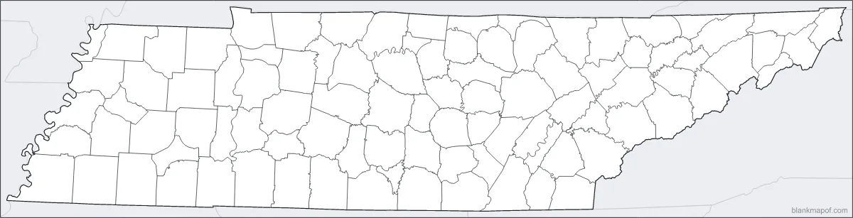 Blank map of Tennessee