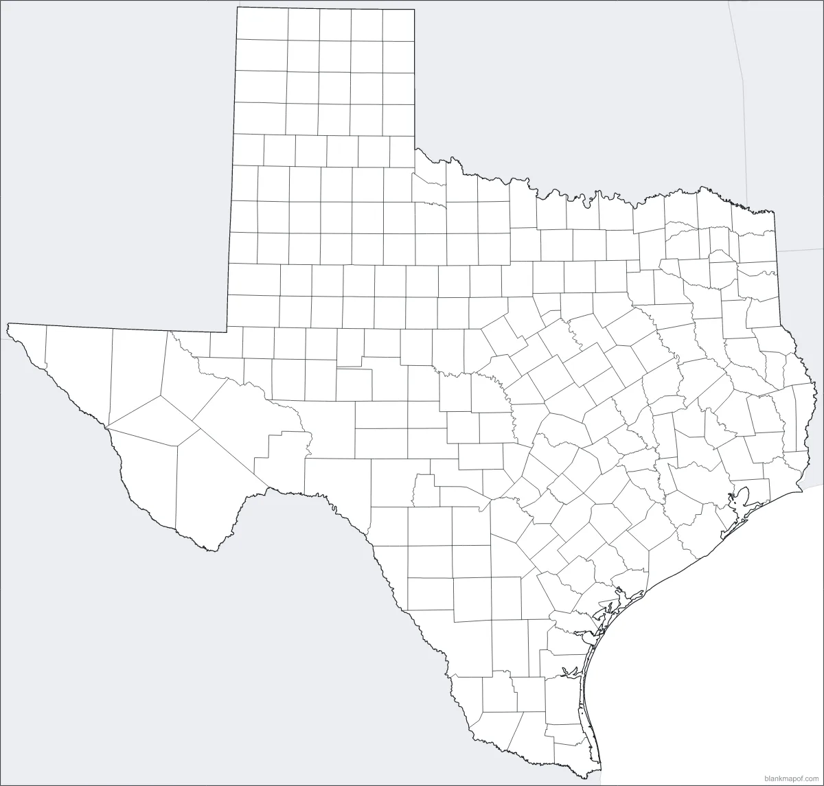 Blank map of Texas