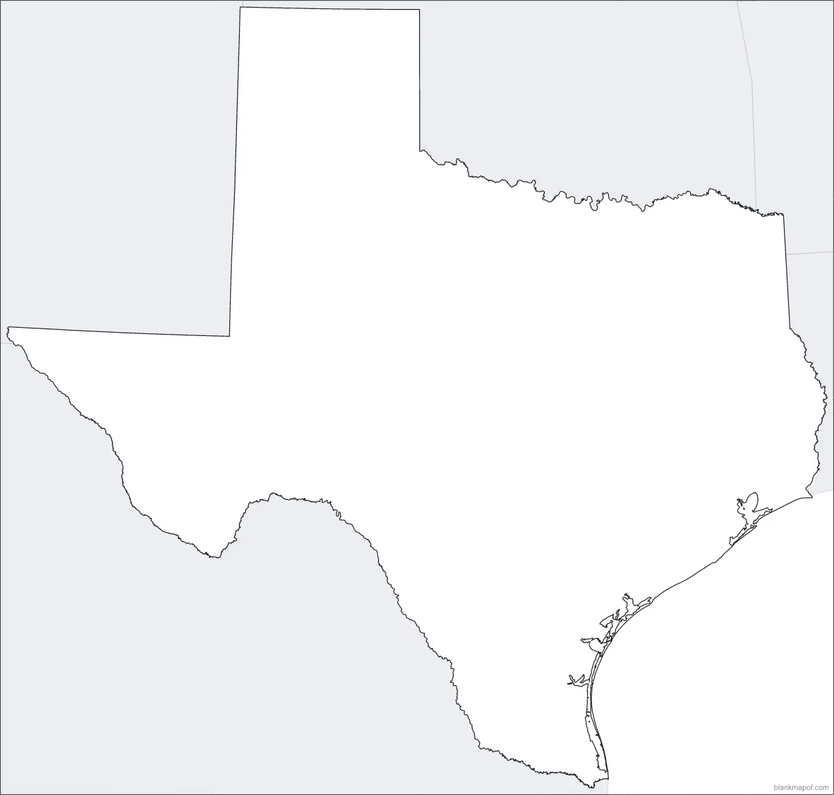 Blank map of Texas, outline