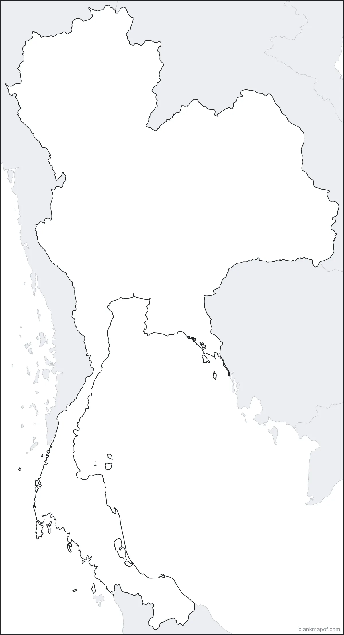 Blank map of Thailand, outline