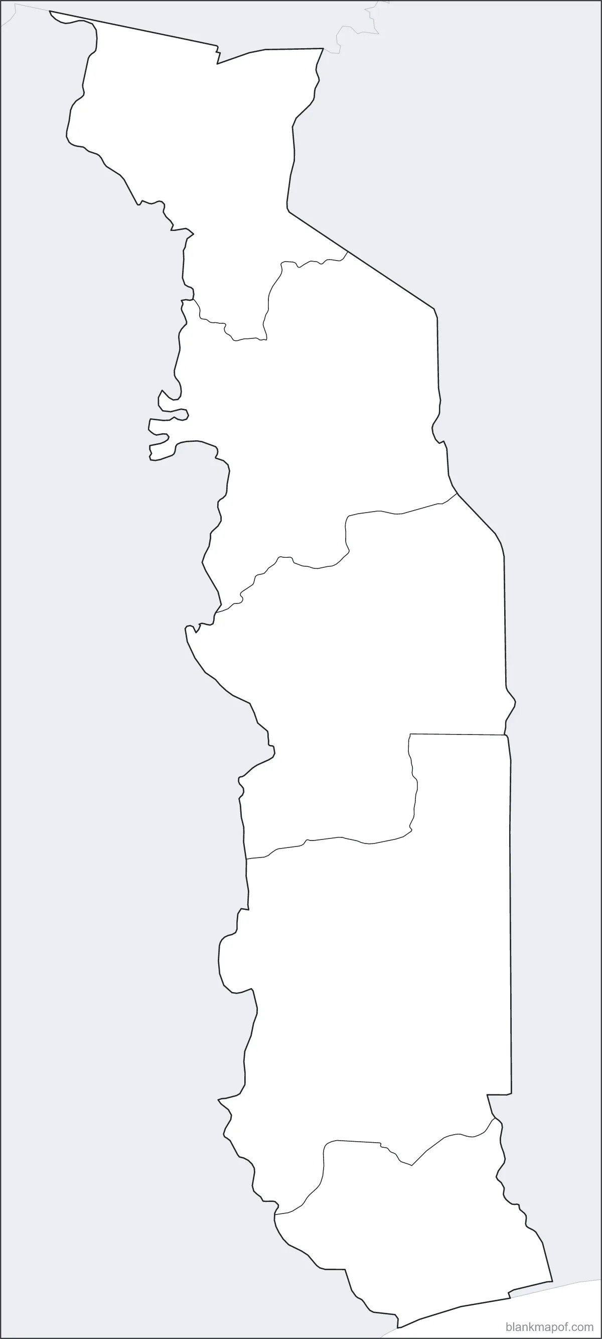Blank map of Togo, with borders