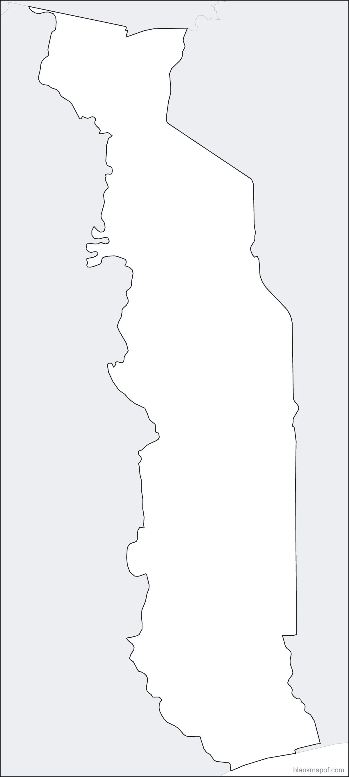Blank map of Togo, outline