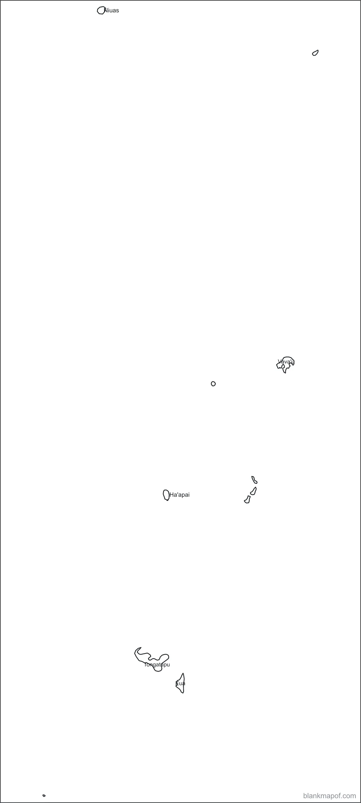 Blank map of Tonga, labeled