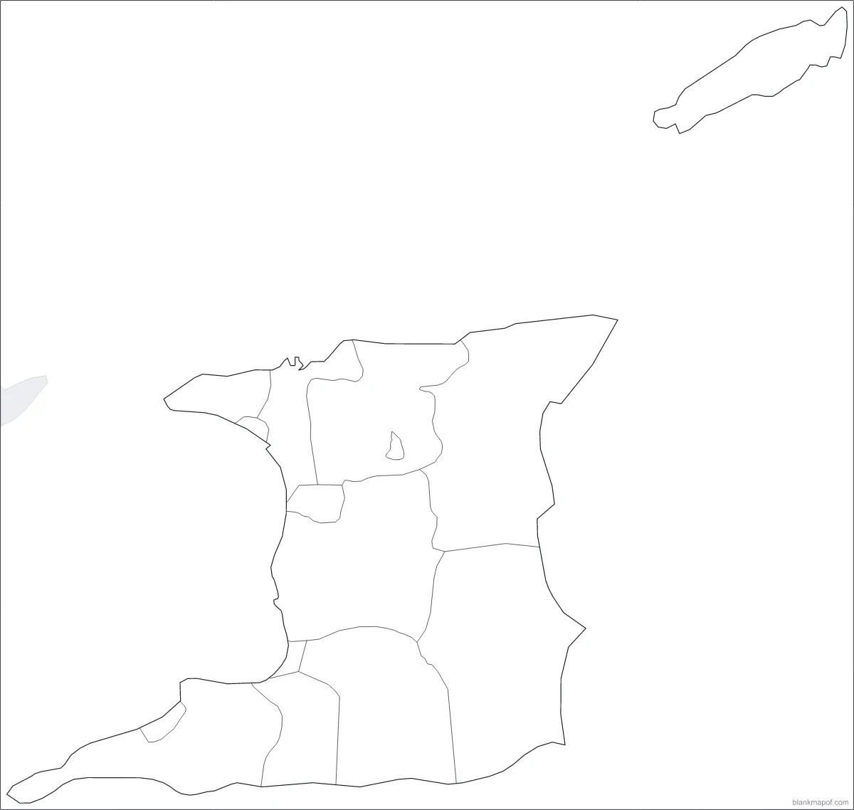 Blank map of Trinidad and Tobago, with borders