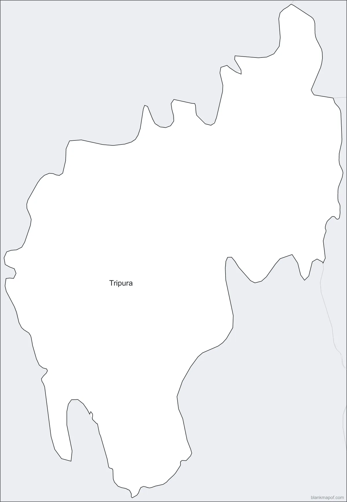 Blank map of Tripura, labeled