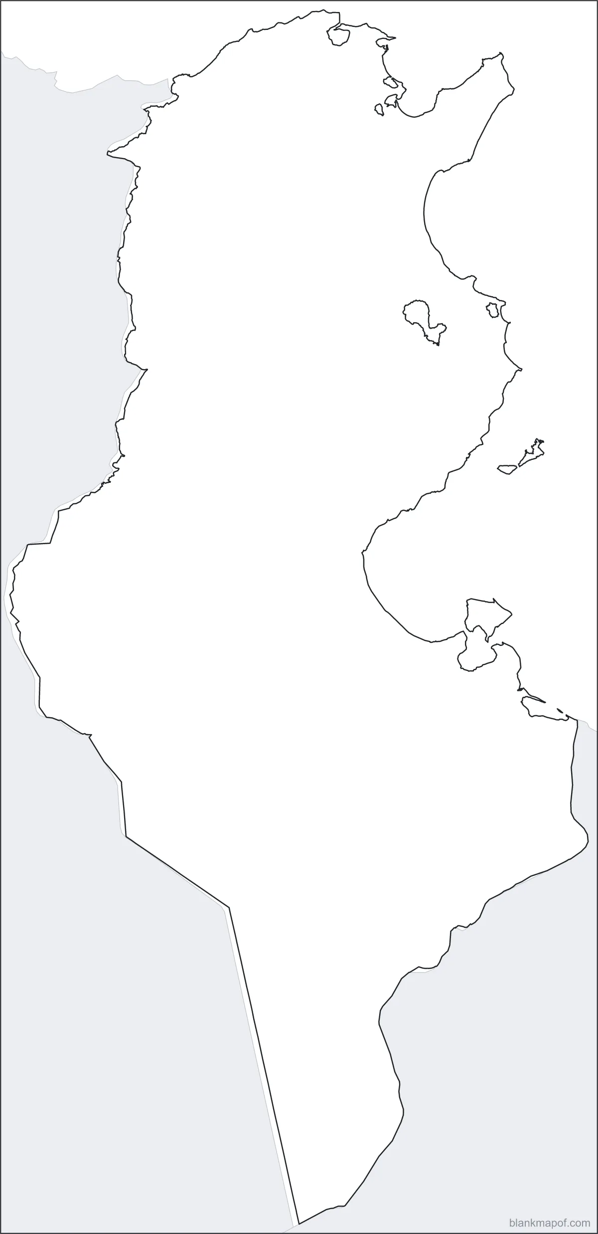 Blank map of Tunisia, outline