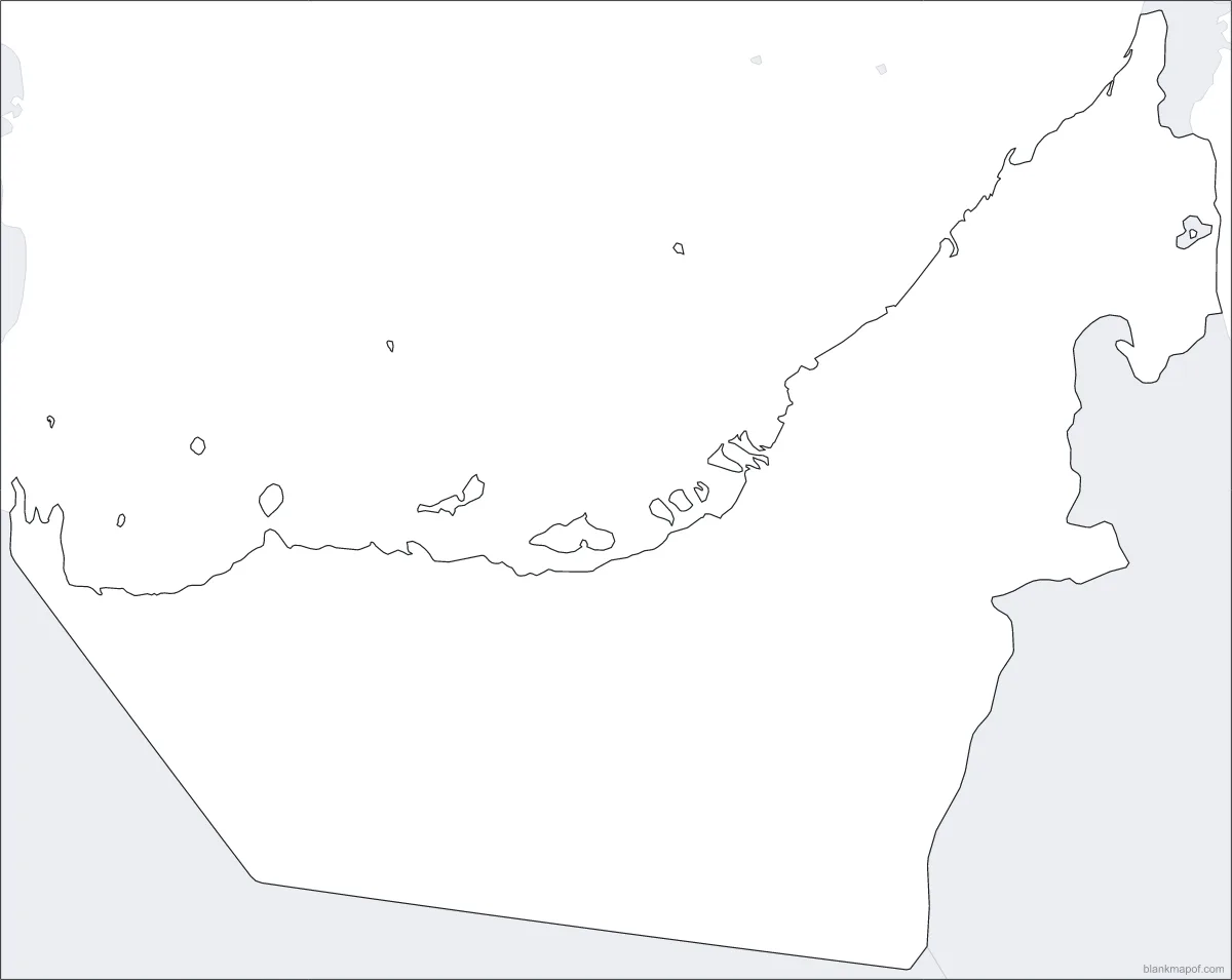 Blank map of the United Arab Emirates, outline