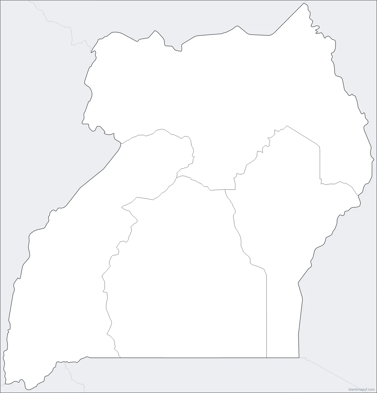 Blank map of Uganda