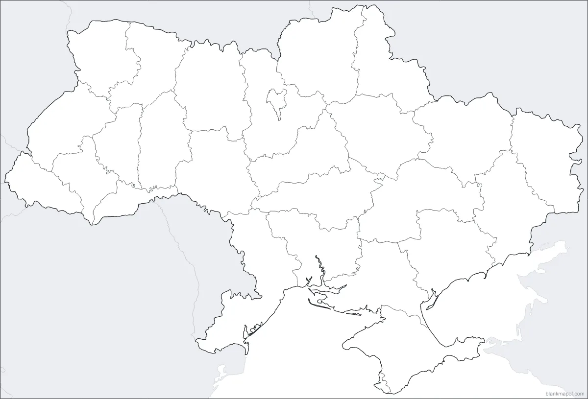 Blank map of Ukraine, with borders