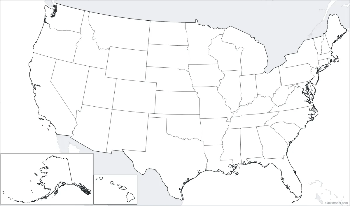 Blank map of the United States