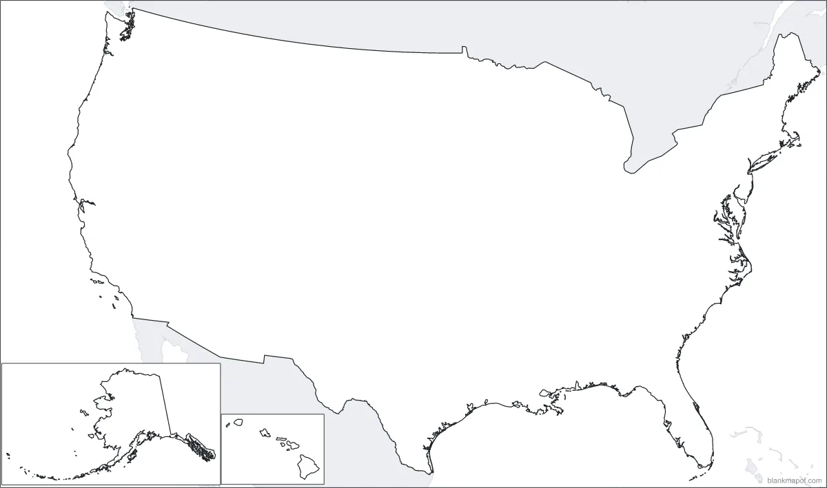 Blank map of the United States, outline