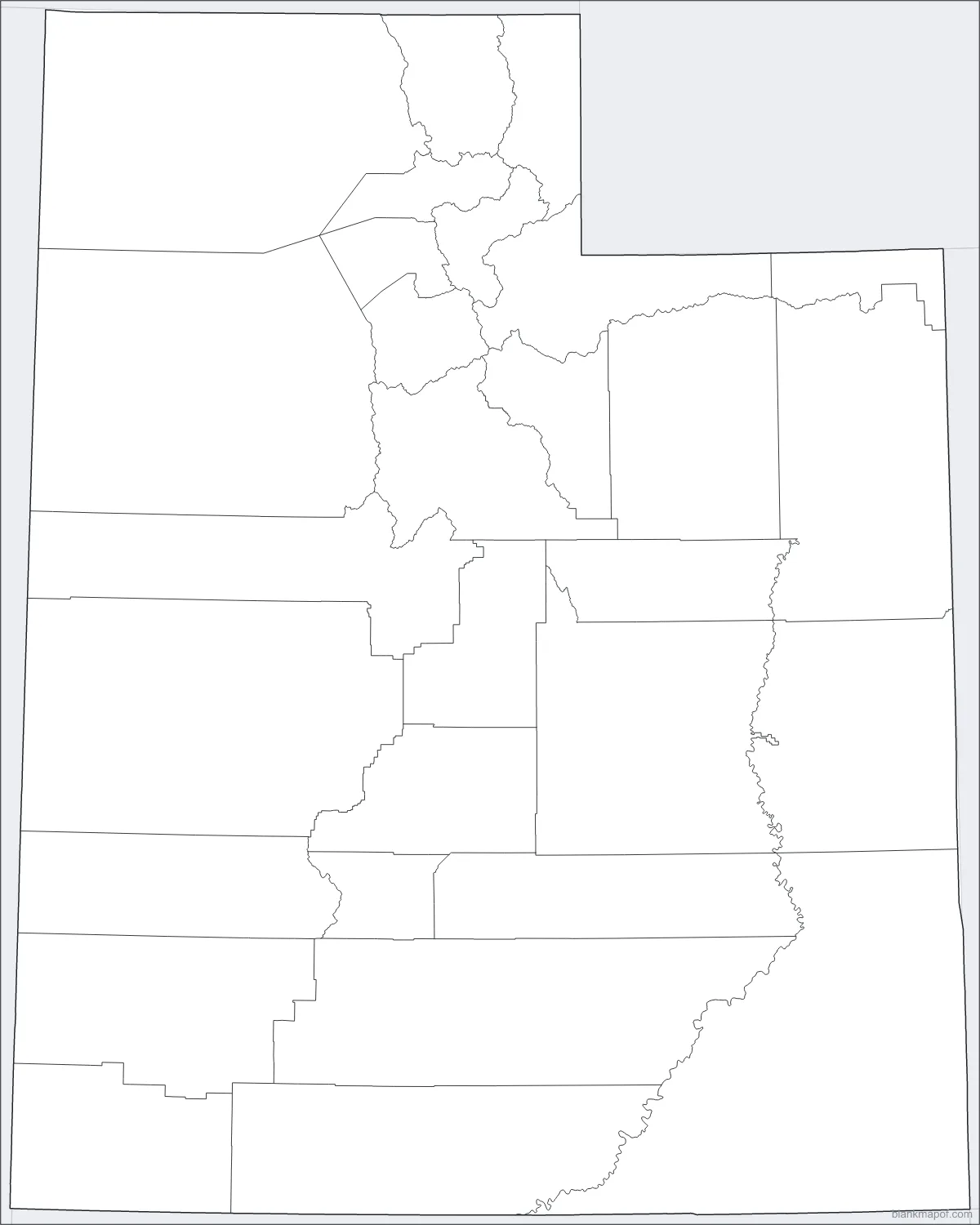 Blank map of Utah