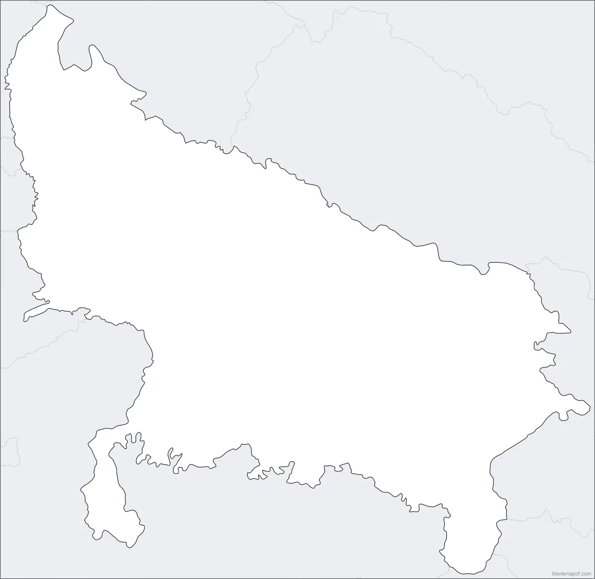 Blank map of Uttar Pradesh