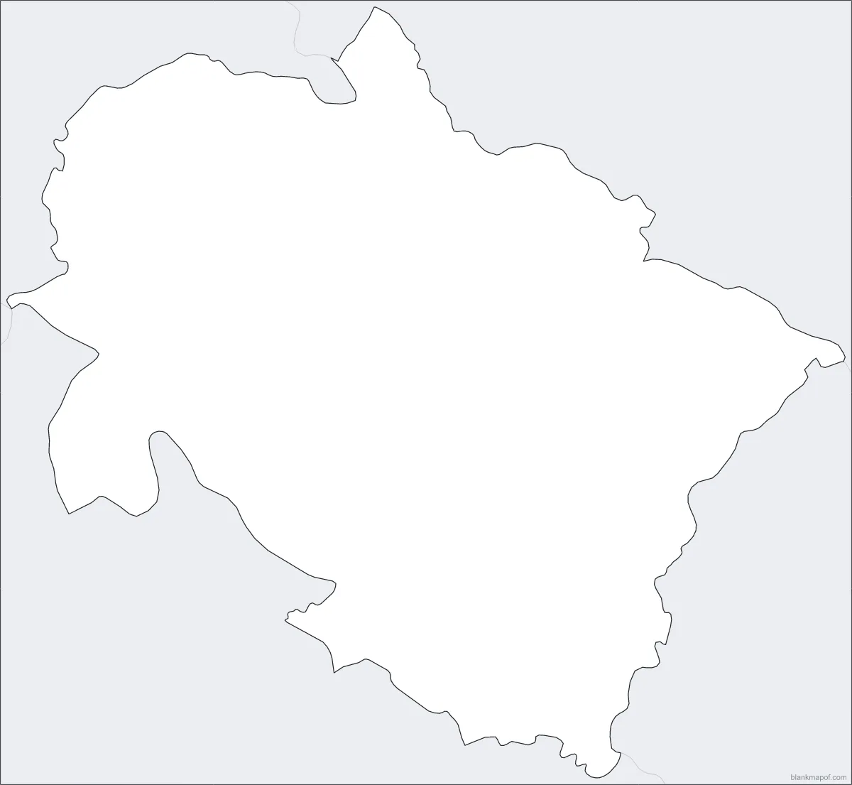 Blank map of Uttarakhand, with lat/long grid