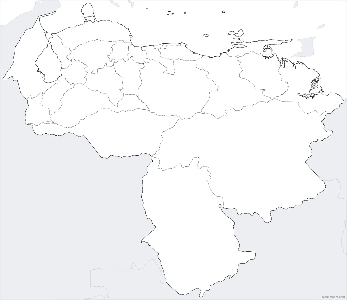 Blank map of Venezuela