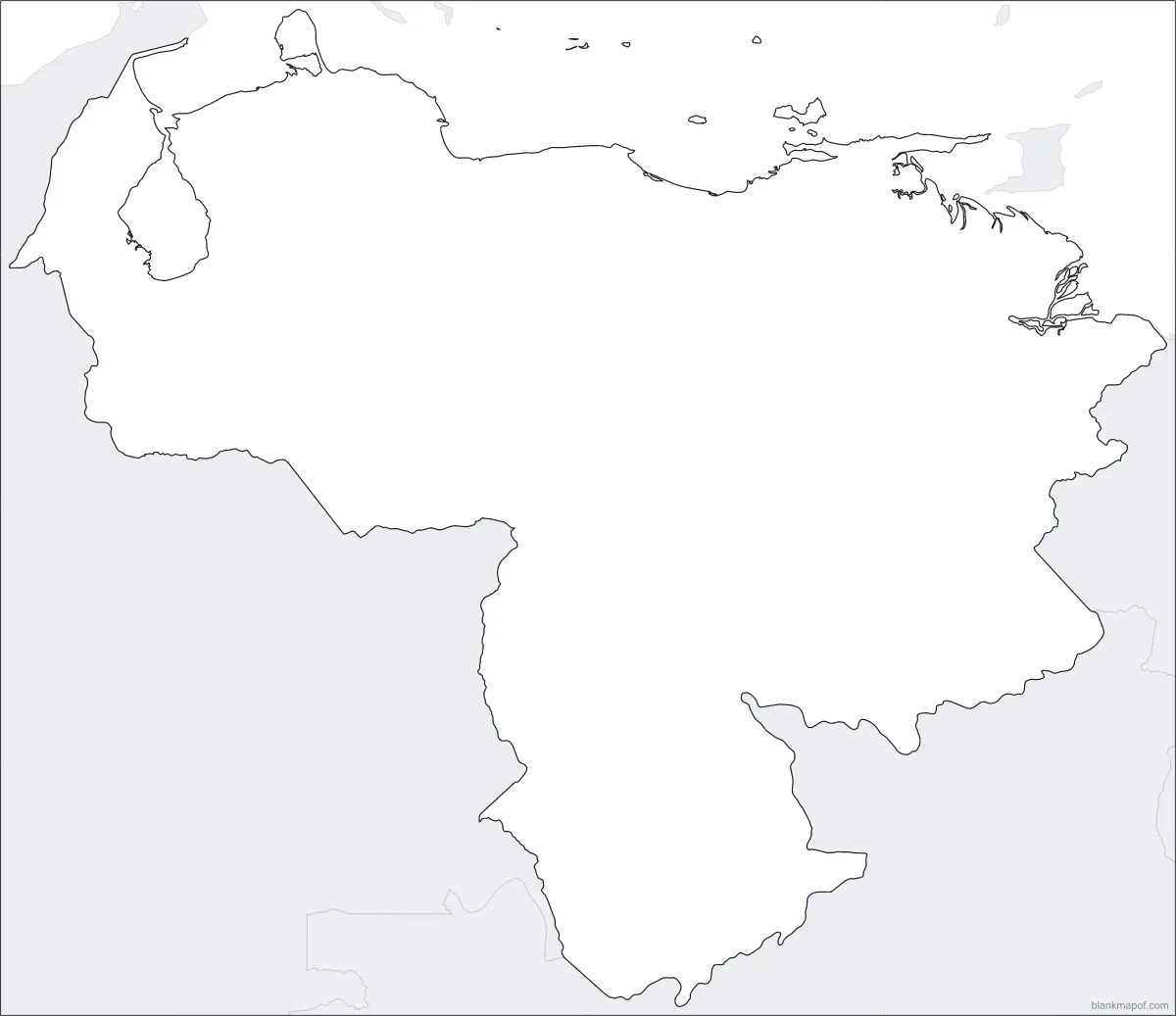 Blank map of Venezuela, outline