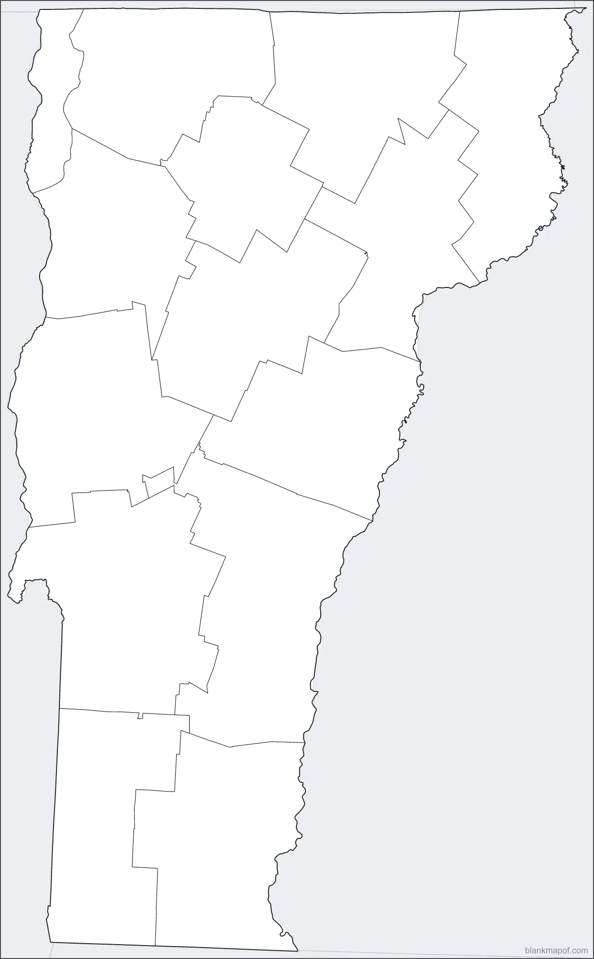 Blank map of Vermont