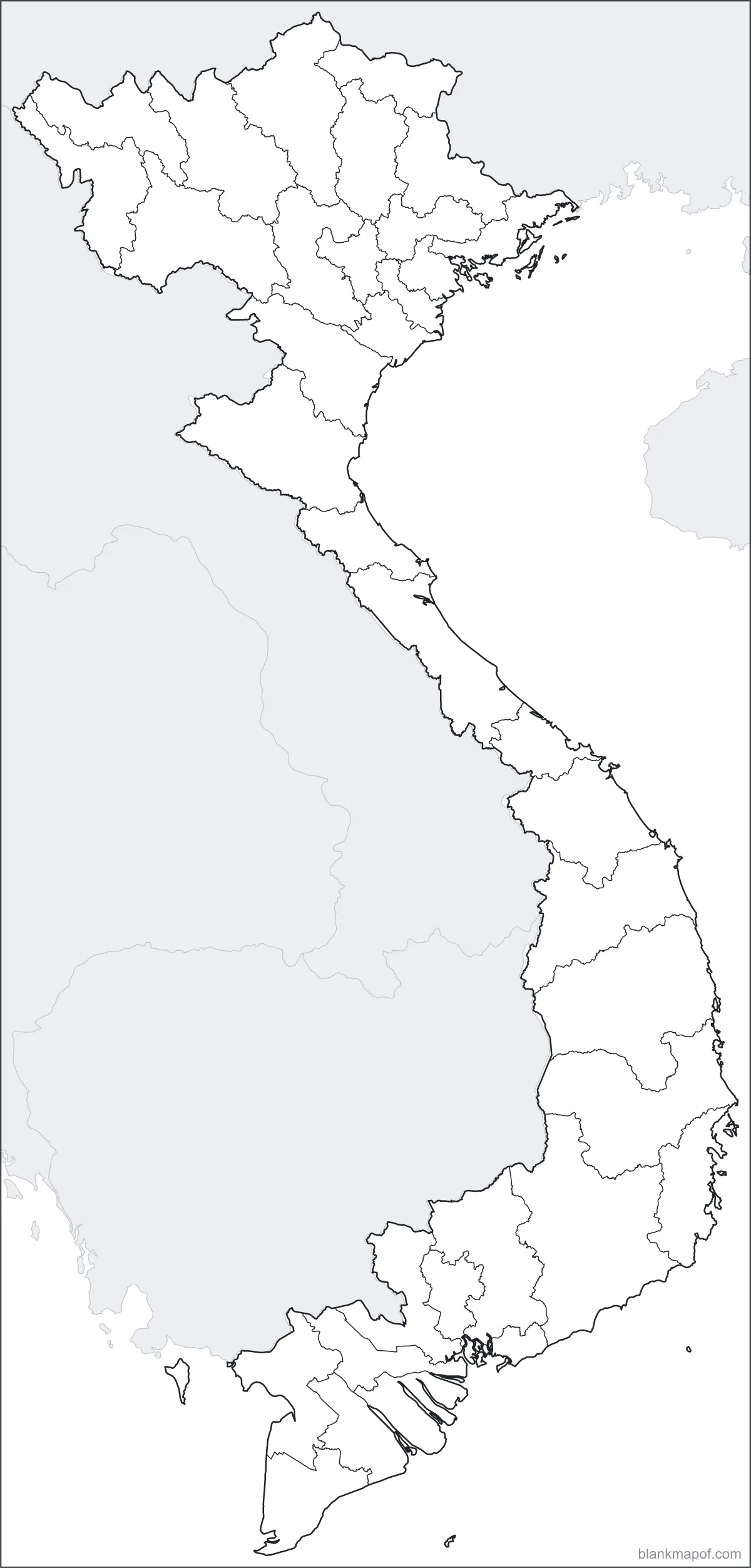 Blank map of Vietnam, with borders