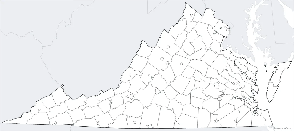 Blank map of Virginia