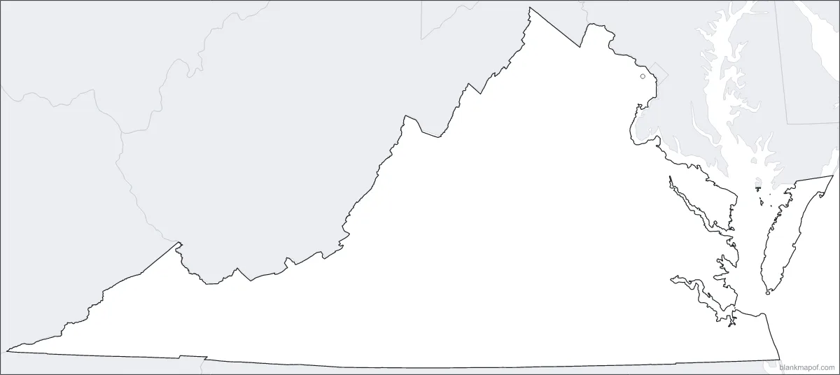 Blank map of Virginia, outline