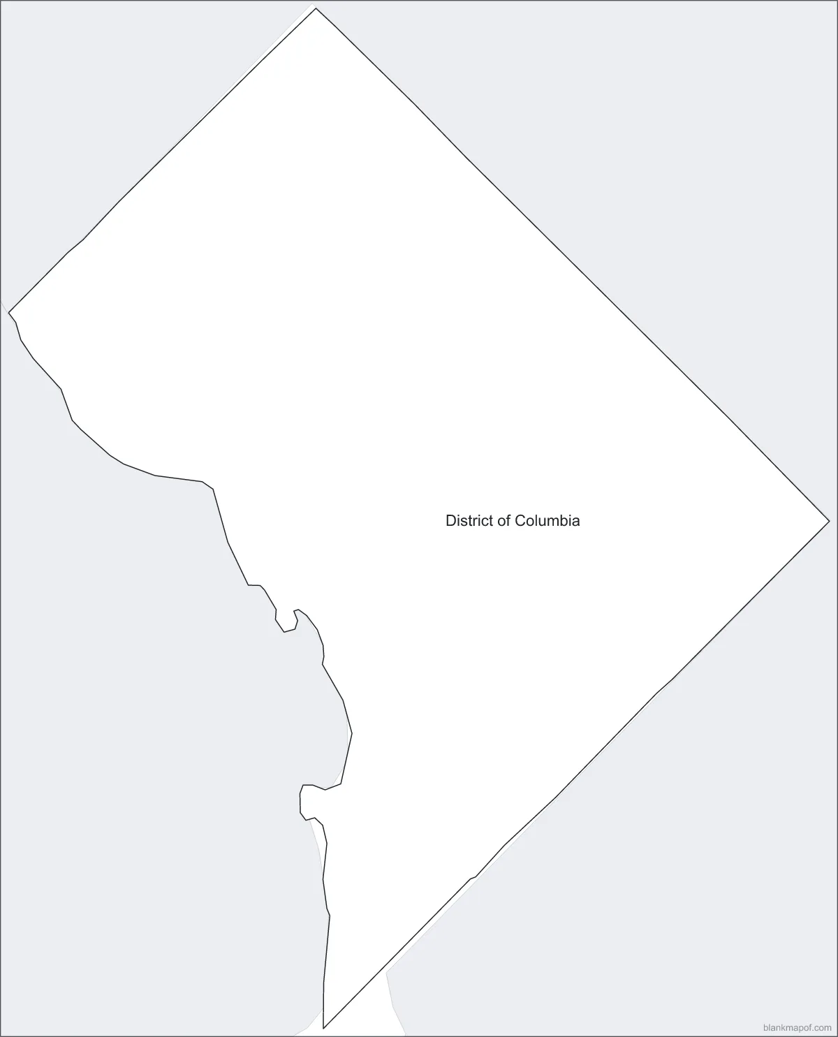 Blank map of Washington, D.C., labeled