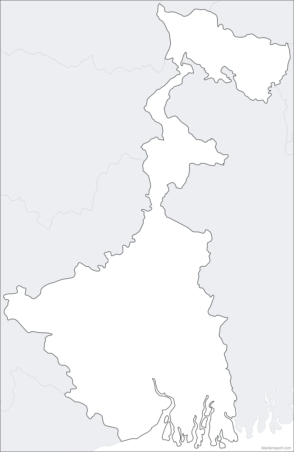 Blank map of West Bengal