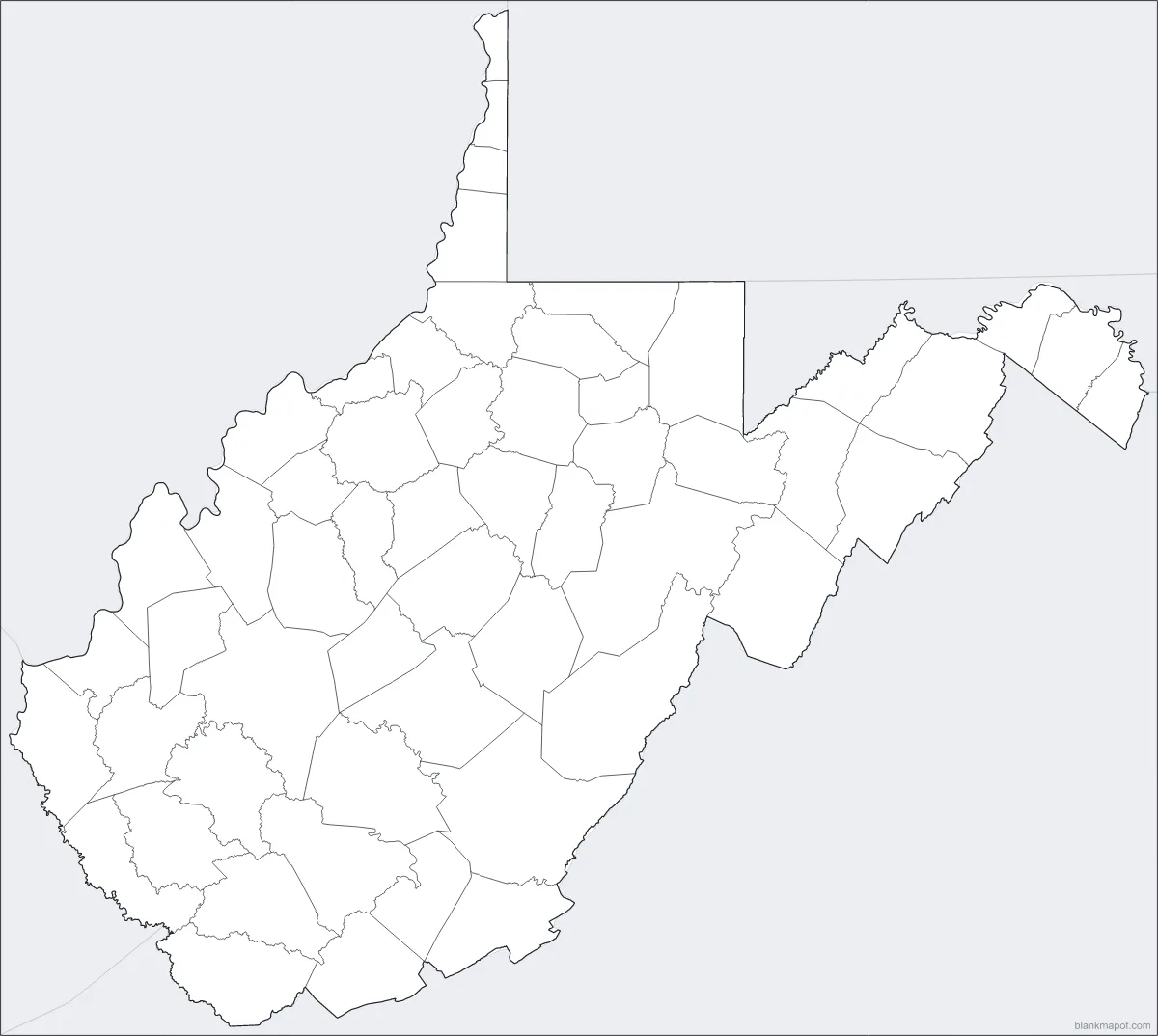 Blank map of West Virginia