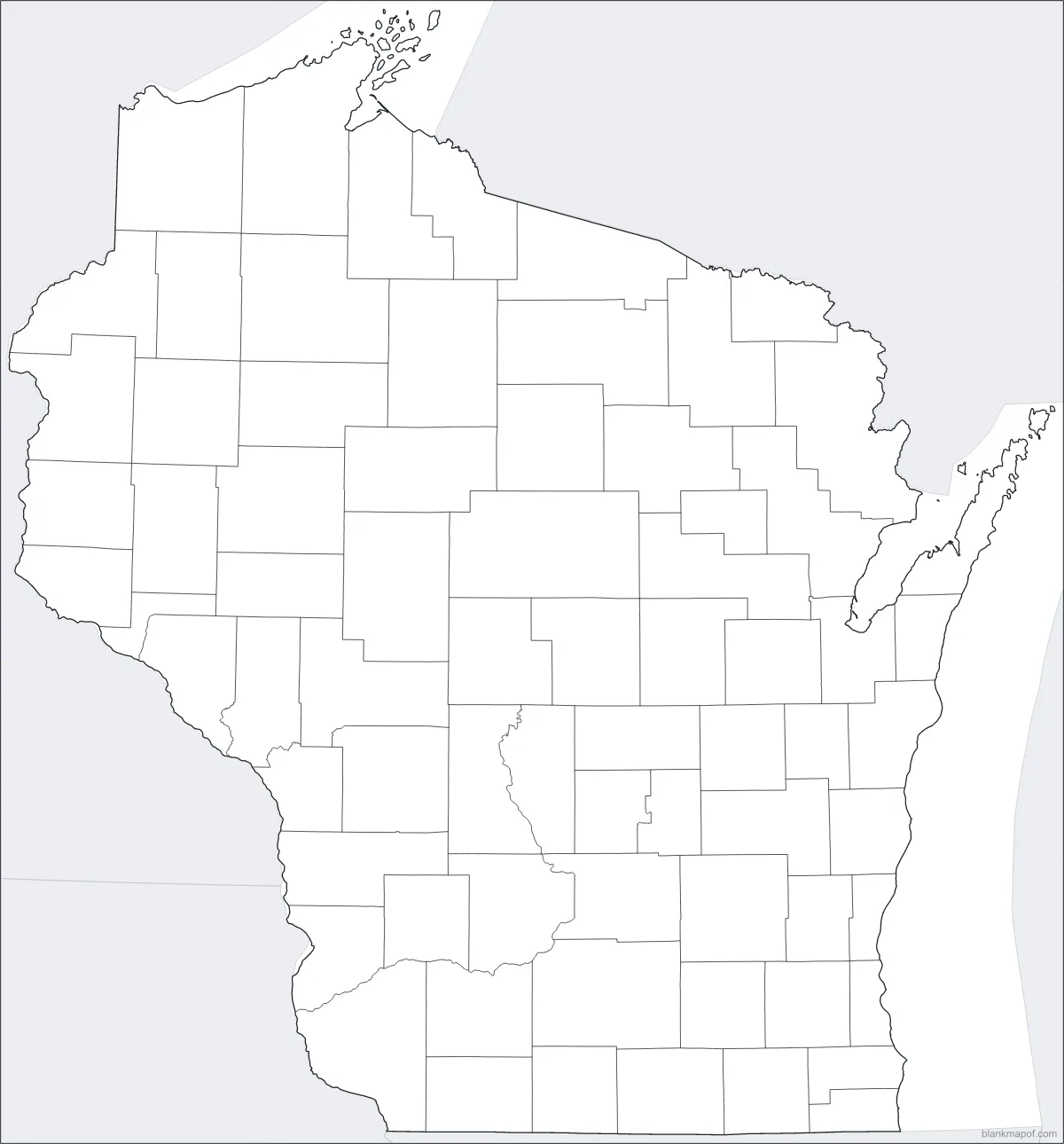 Blank map of Wisconsin