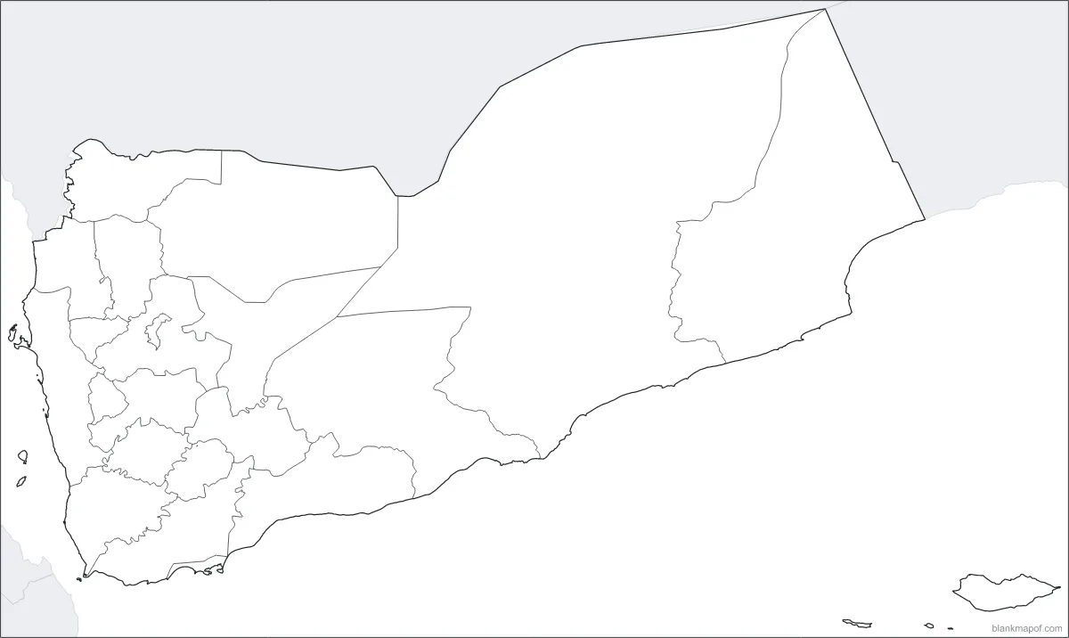 Blank map of Yemen, with borders