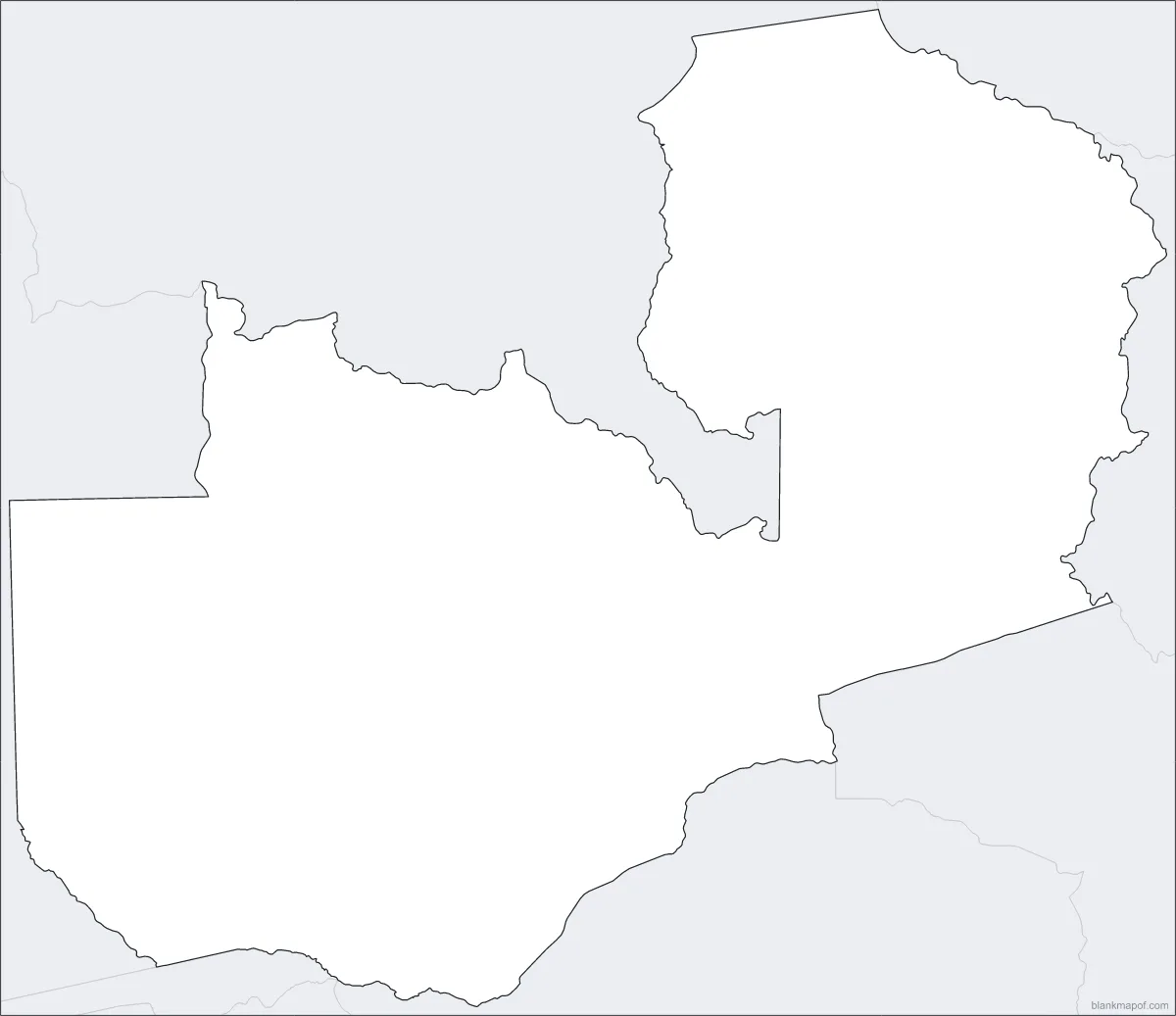 Blank map of Zambia, outline