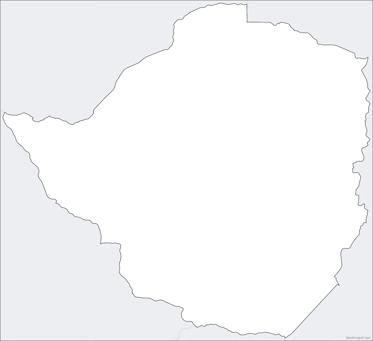 Blank map of Zimbabwe, outline